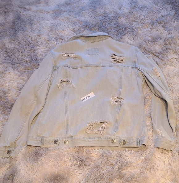 Distressed Light Blue Denim Jacket Forever 21 Size M - Picture 5 of 13